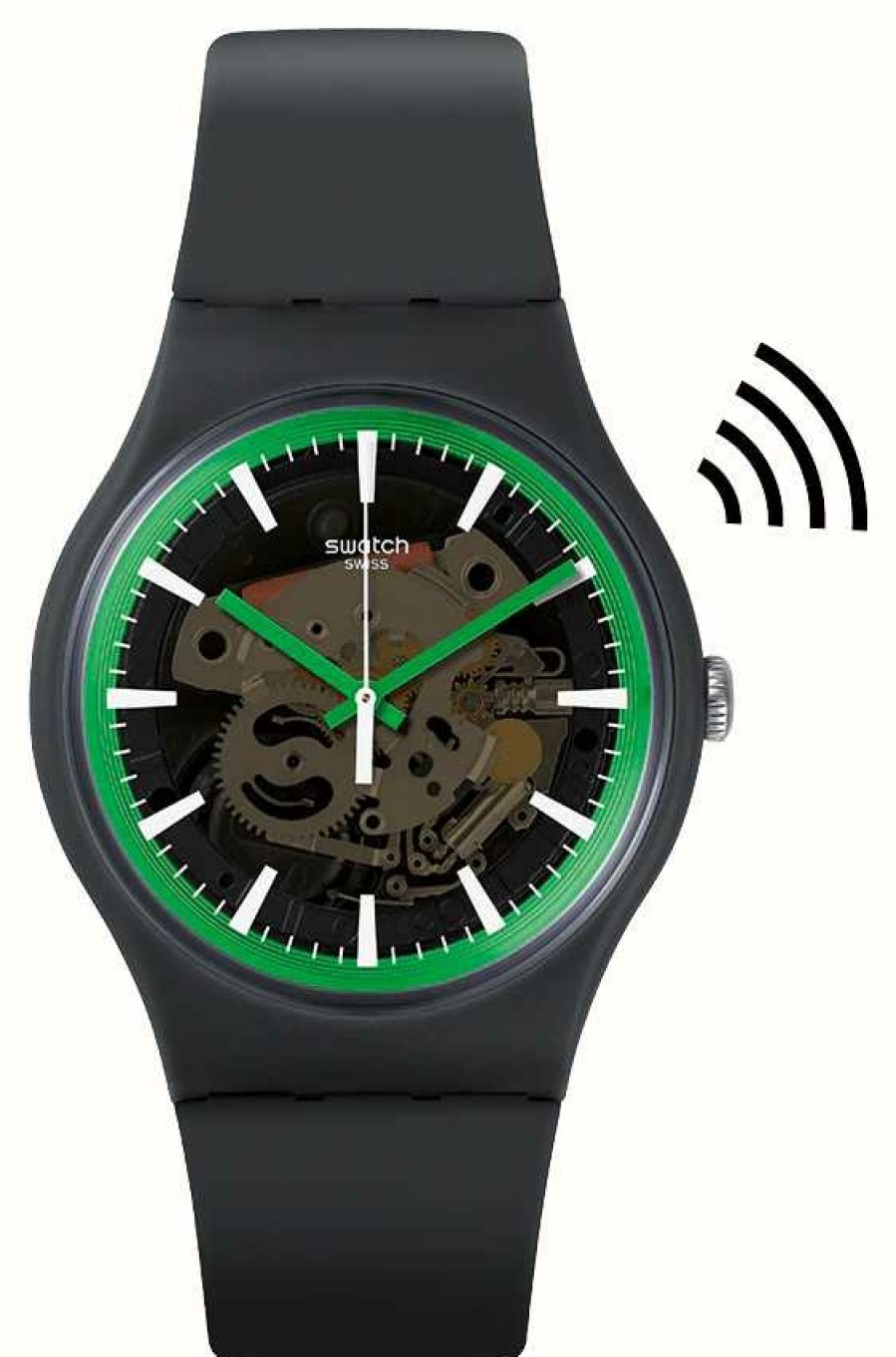 Men'S Swatch | Swatch Graphite Pay! Grey Silicone Strap