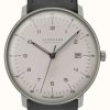 Men'S Junghans | Junghans Max Bill Mega Solar | Dark Grey Leather Strap Sapphire Crystal