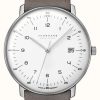 Men'S Junghans | Junghans Max Bill Mega Solar | Grey Leather Strap Sapphire Crystal