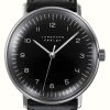 Women'S Junghans | Junghans Max Bill Handaufzug Black Dial Black Strap Sapphire Crystal