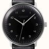 Men'S Junghans | Junghans Men'S Max Bill Automatic Sapphire Crystal Black Leather