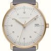 Women'S Junghans | Junghans Max Bill Damen Quartz Grey Leather Watch