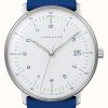 Women'S Junghans | Junghans Max Bill Damen Quartz | Blue Leather Strap Sapphire Crystal