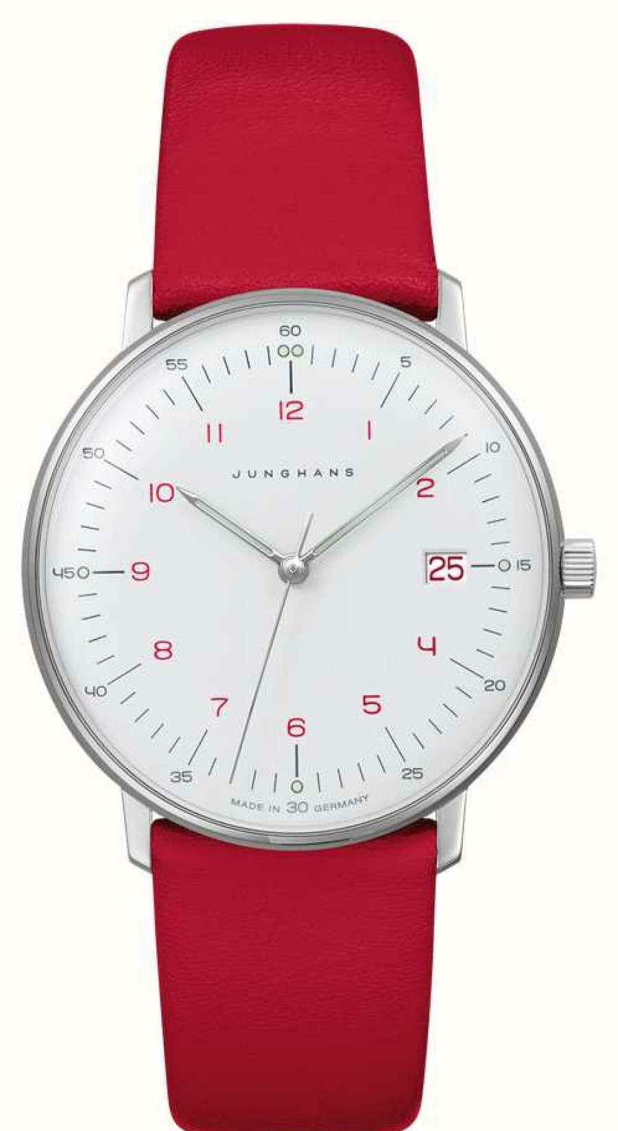 Women'S Junghans | Junghans Max Bill Lady | Quartz | Red Strap Sapphire Crystal