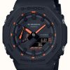 Men'S Casio | Casio G-Shock 2100 Utility Black Series Orange Detailing