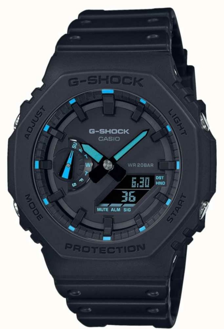 Men'S Casio | Casio G-Shock 2100 Utility Black Series Blue Detailing