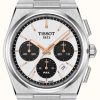 Men'S Tissot | Tissot Prx Auto Chrono Valjoux White Black Steel