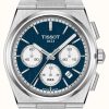 Men'S Tissot | Tissot Prx Auto Chrono Valjoux Blue Steel