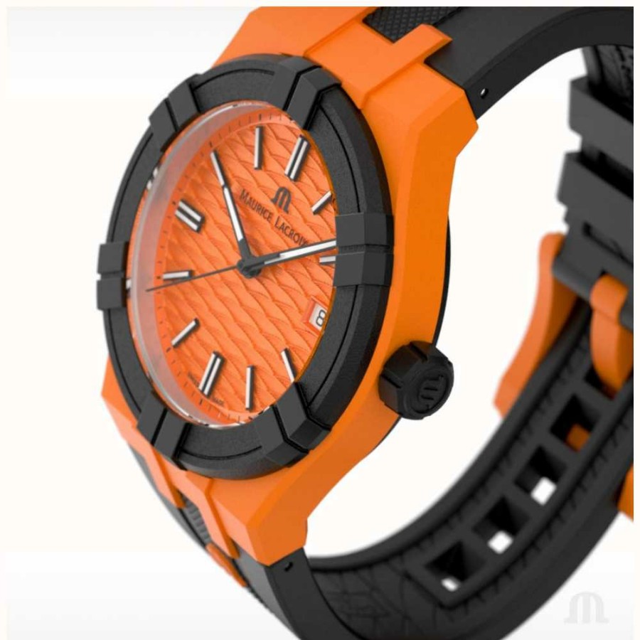 Women'S Maurice Lacroix | Maurice Lacroix Aikon Quartz #Tide Upcycled-Plastic (40Mm) Orange / Black