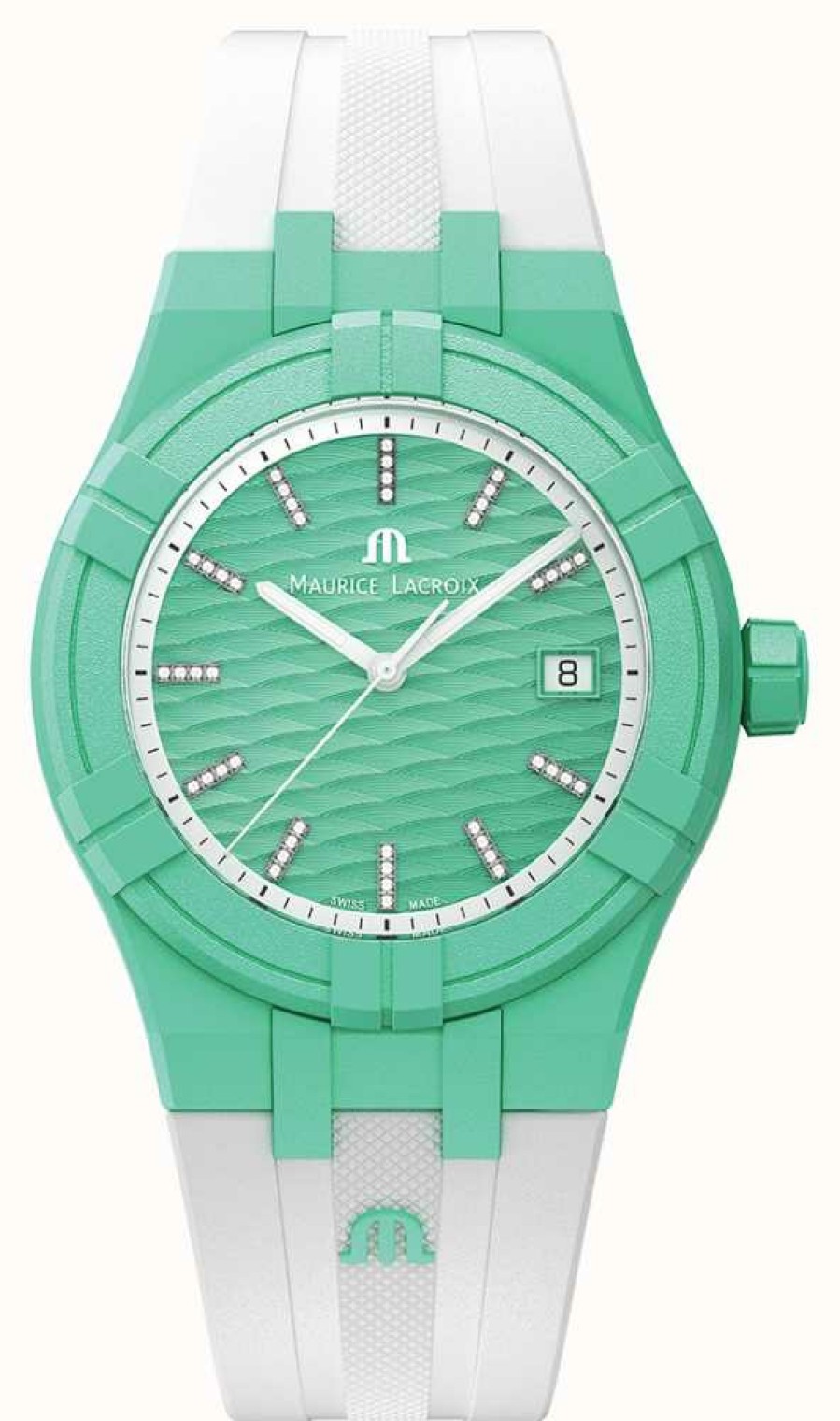 Women'S Maurice Lacroix | Maurice Lacroix Aikon Quartz #Tide Upcycled-Plastic (40Mm) Mint Green / White