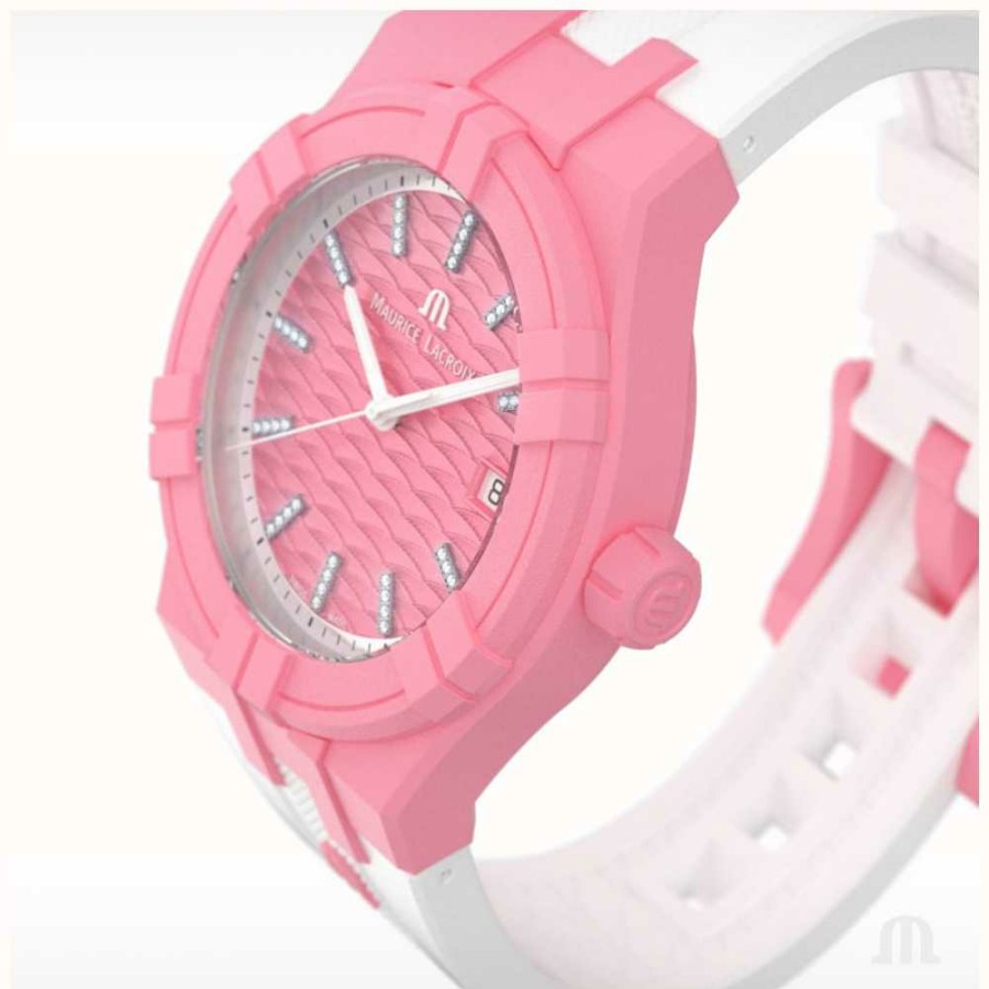 Women'S Maurice Lacroix | Maurice Lacroix Aikon Quartz #Tide Upcycled-Plastic (40Mm) Pink / White