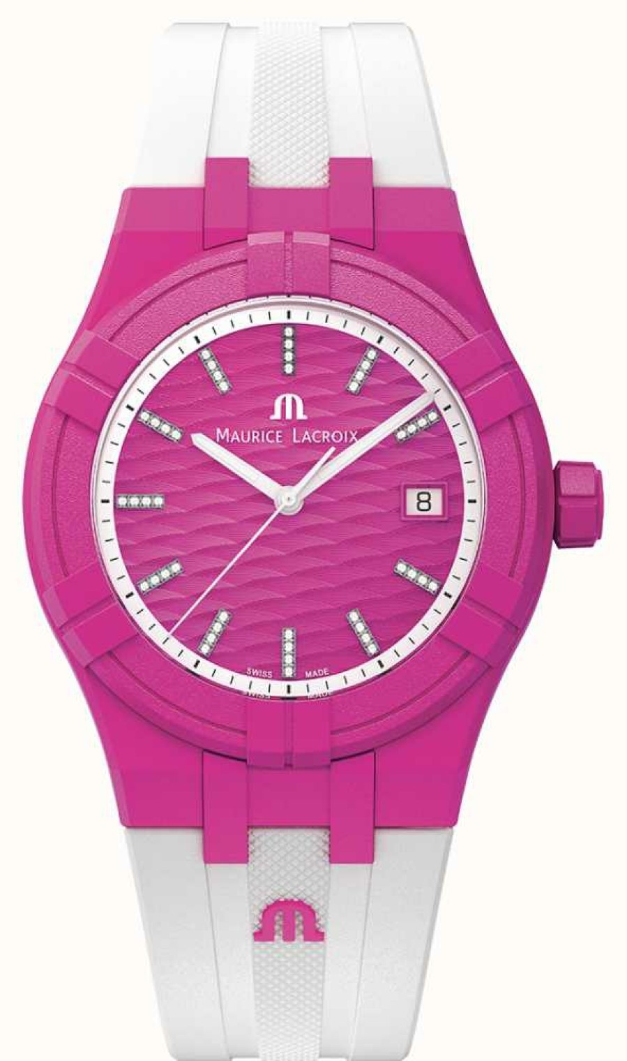 Women'S Maurice Lacroix | Maurice Lacroix Aikon Quartz #Tide Upcycled-Plastic (40Mm) Fuchsia Pink / White