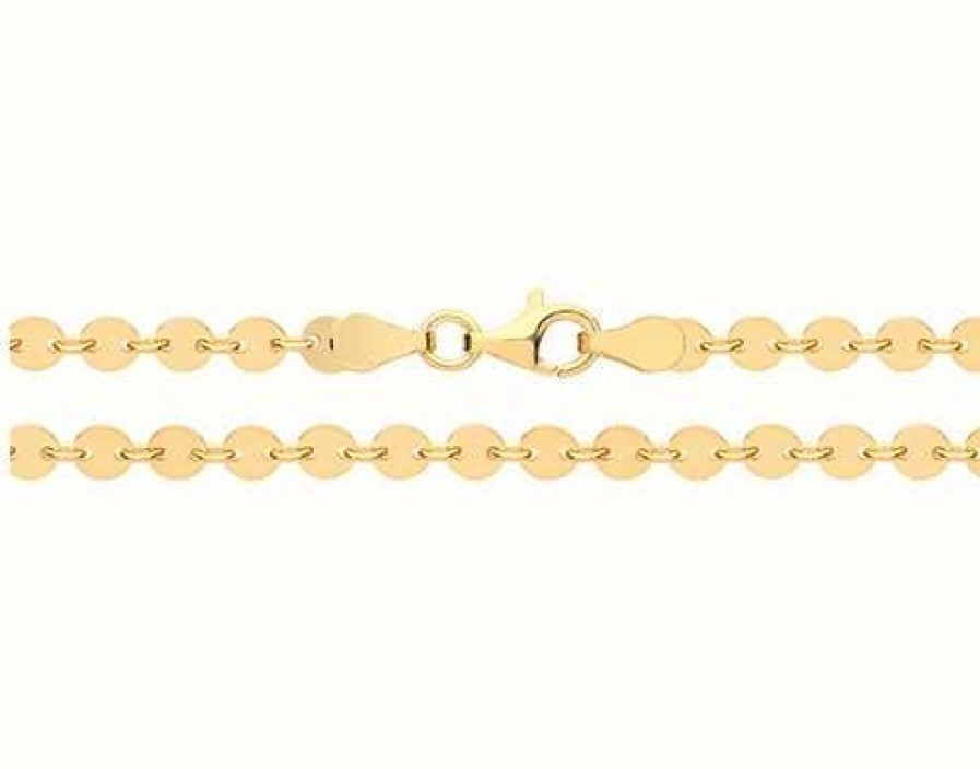 Jewelry James Moore | James Moore Th 9Ct Gold Plated Silver Round Disc Chain 18"