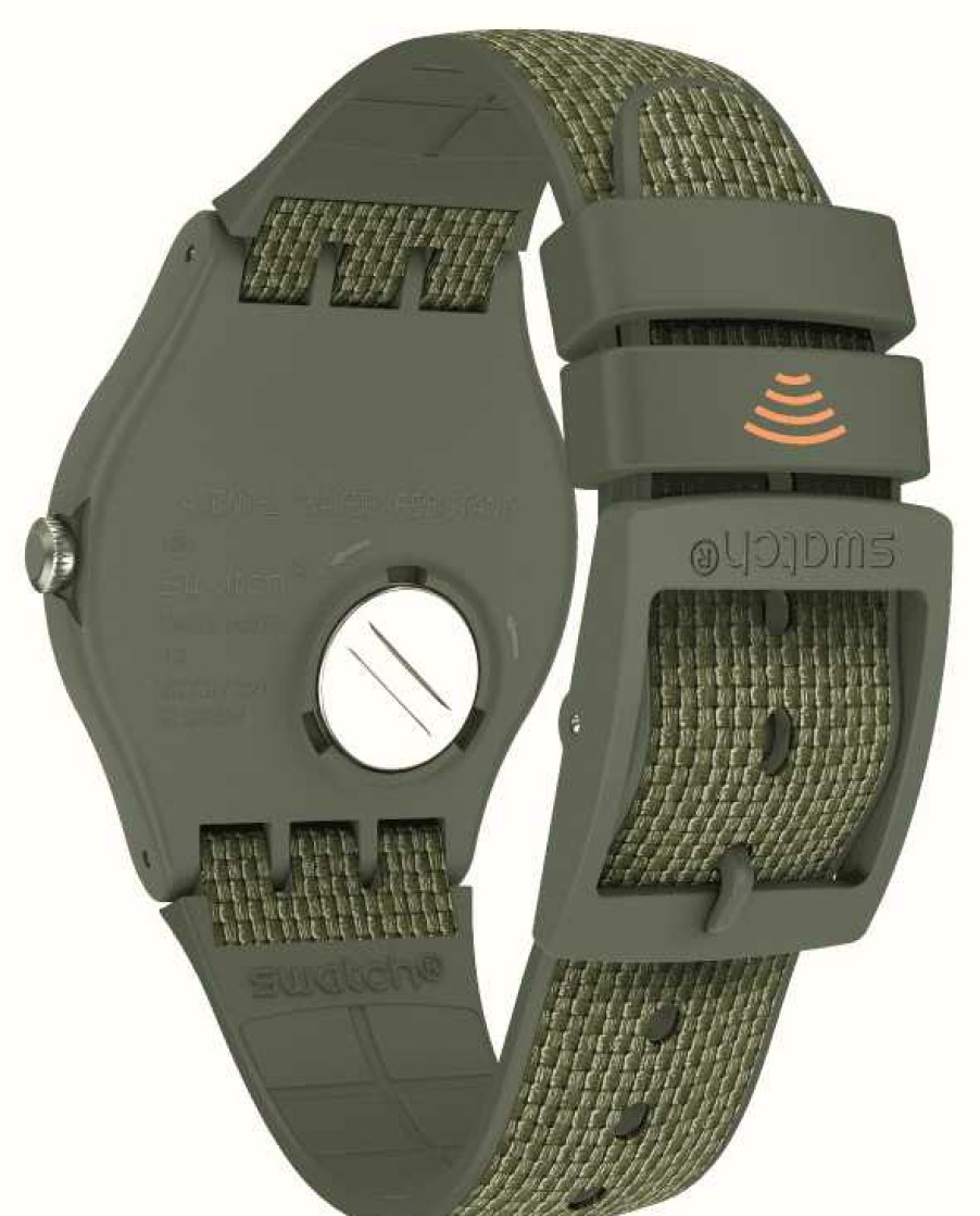 Men'S Swatch | Swatch Unisex Ongpay! Green Textured Strap