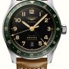 Men'S LONGINES | Longines Spirit Zulu Time Gmt 42Mm Black Dial Green Bezel