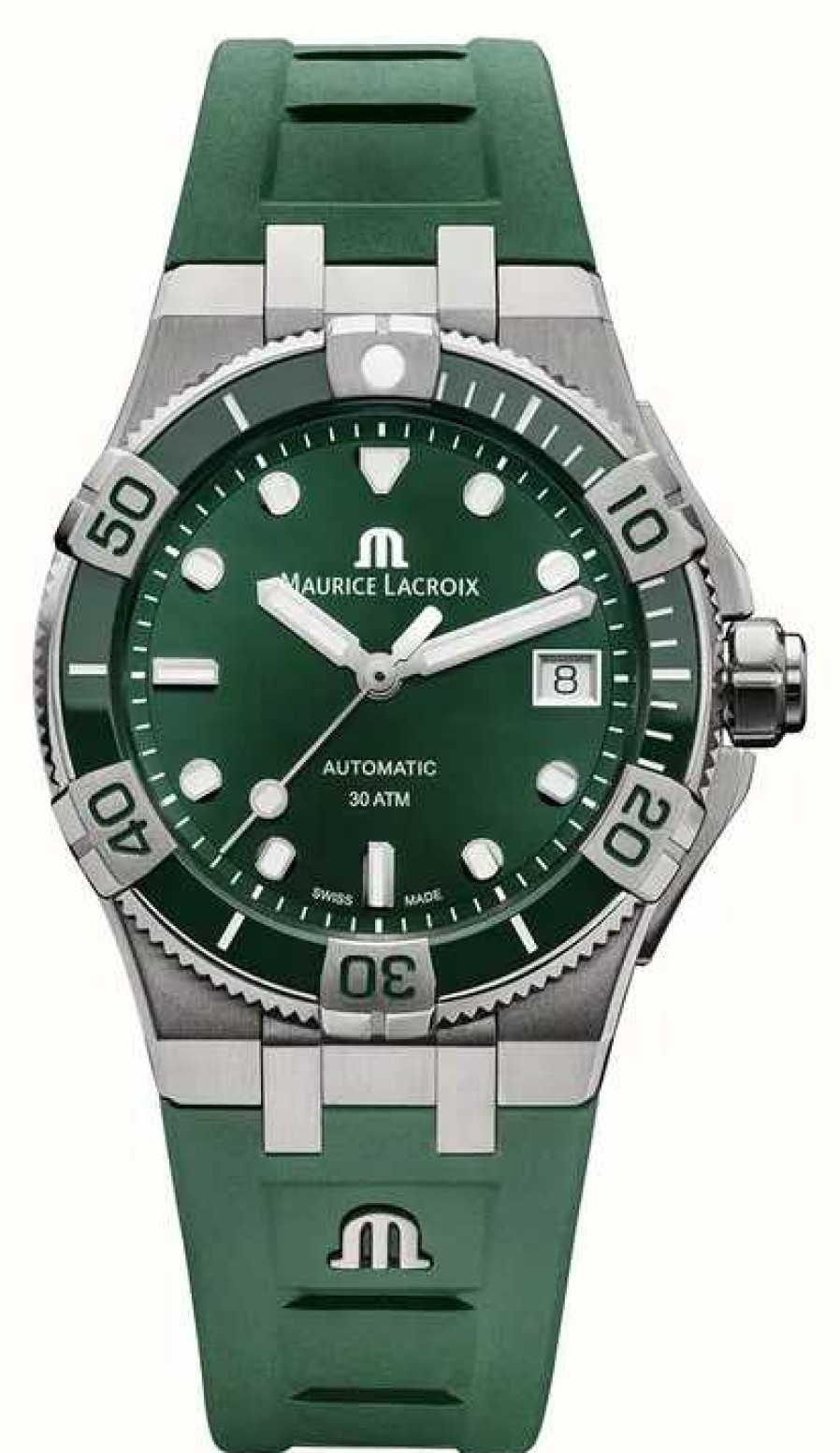 Men'S Maurice Lacroix | Maurice Lacroix Aikon Venturer Automatic (38Mm) Green Dial / Green Rubber