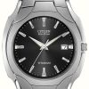 Men'S Citizen | Citizen Men'S Eco Drive Titanium Bracelet Black Dial