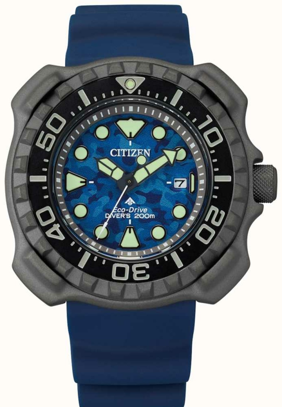 Men'S Citizen | Citizen Eco-Drive Promaster Wr200 Blue Silicone Strap