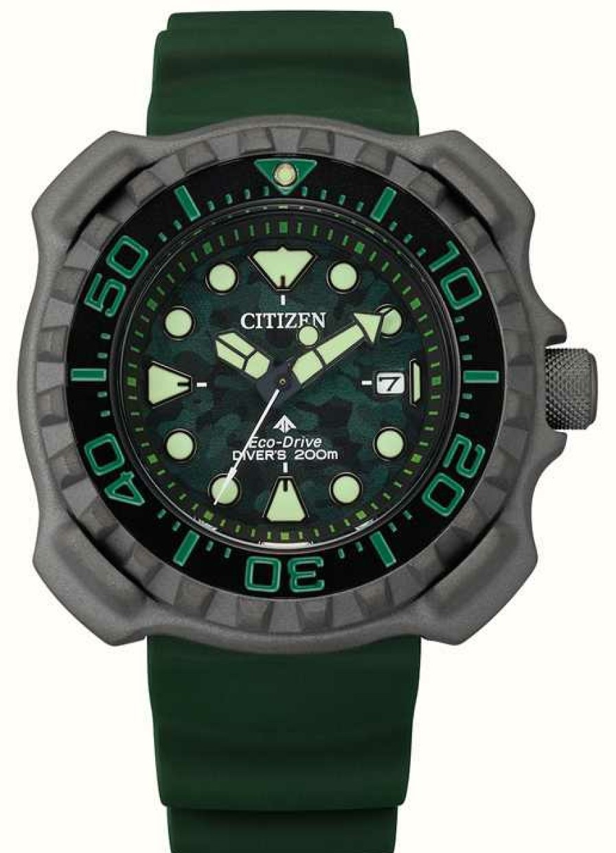 Men'S Citizen | Citizen Men'S Eco-Drive Promaster Green Silicone Strap Wr200