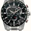 Men'S Citizen | Citizen Men'S Radio Controlled Eco-Drive Stainless Steel Chrono Perpetual Calendar A-T