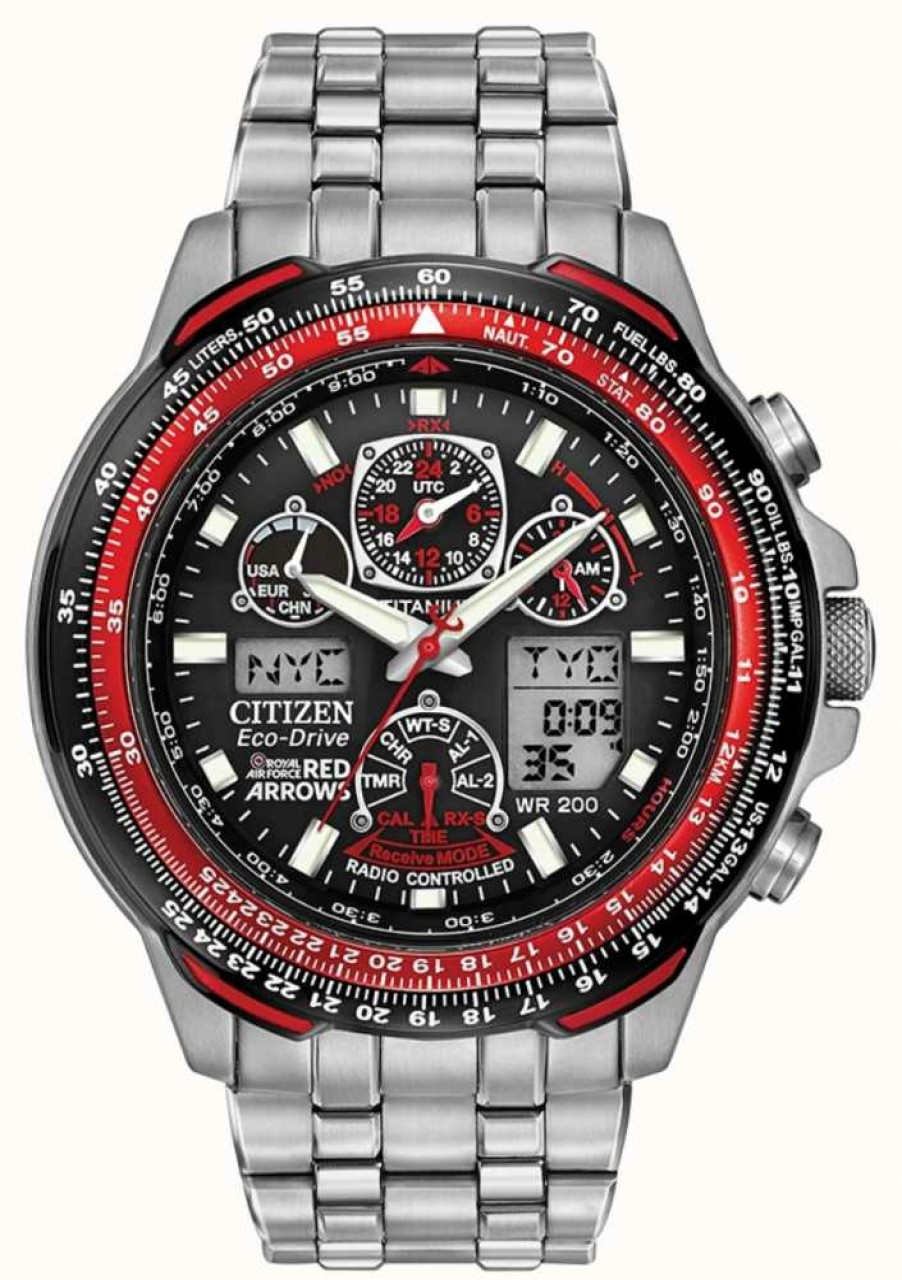 Men'S Citizen | Citizen Red Arrows Titanium Skyhawk A-T Eco-Drive Men'S Solar Powered