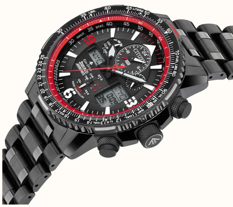 Men'S Citizen | Citizen Red Arrows Skyhawk A-T Limited Edition Eco-Drive Promaster Radio Controlled Plated Stainless Steel