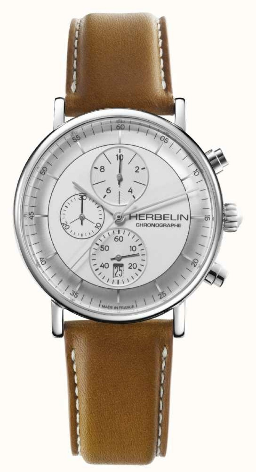 Men'S Herbelin | Herbelin Inspiration Men'S Brown Leather Strap Watch