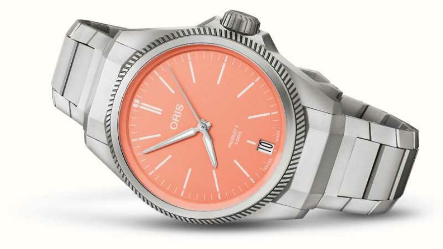 Men'S ORIS | Oris Propilot X Calibre 400 Automatic (39Mm) Peach Dial / Titanium Bracelet