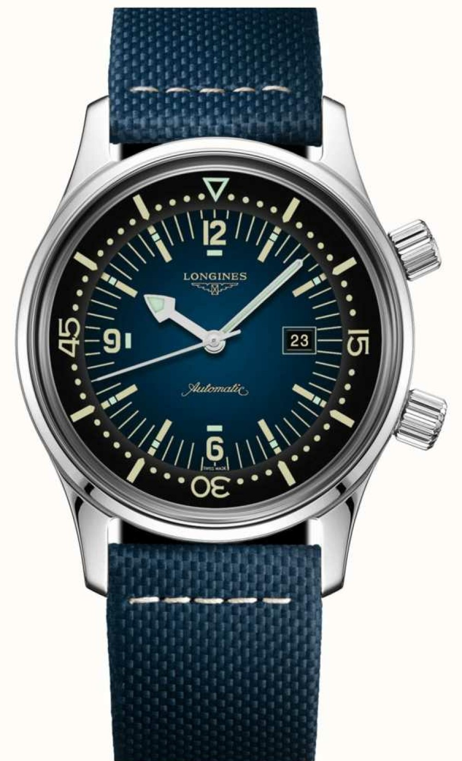 Men'S LONGINES | Longines Legend Diver Blue Fabric Strap Watch