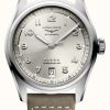 Men'S LONGINES | Longines Spirit 37 Mm Beige Dial Brown Leather Strap