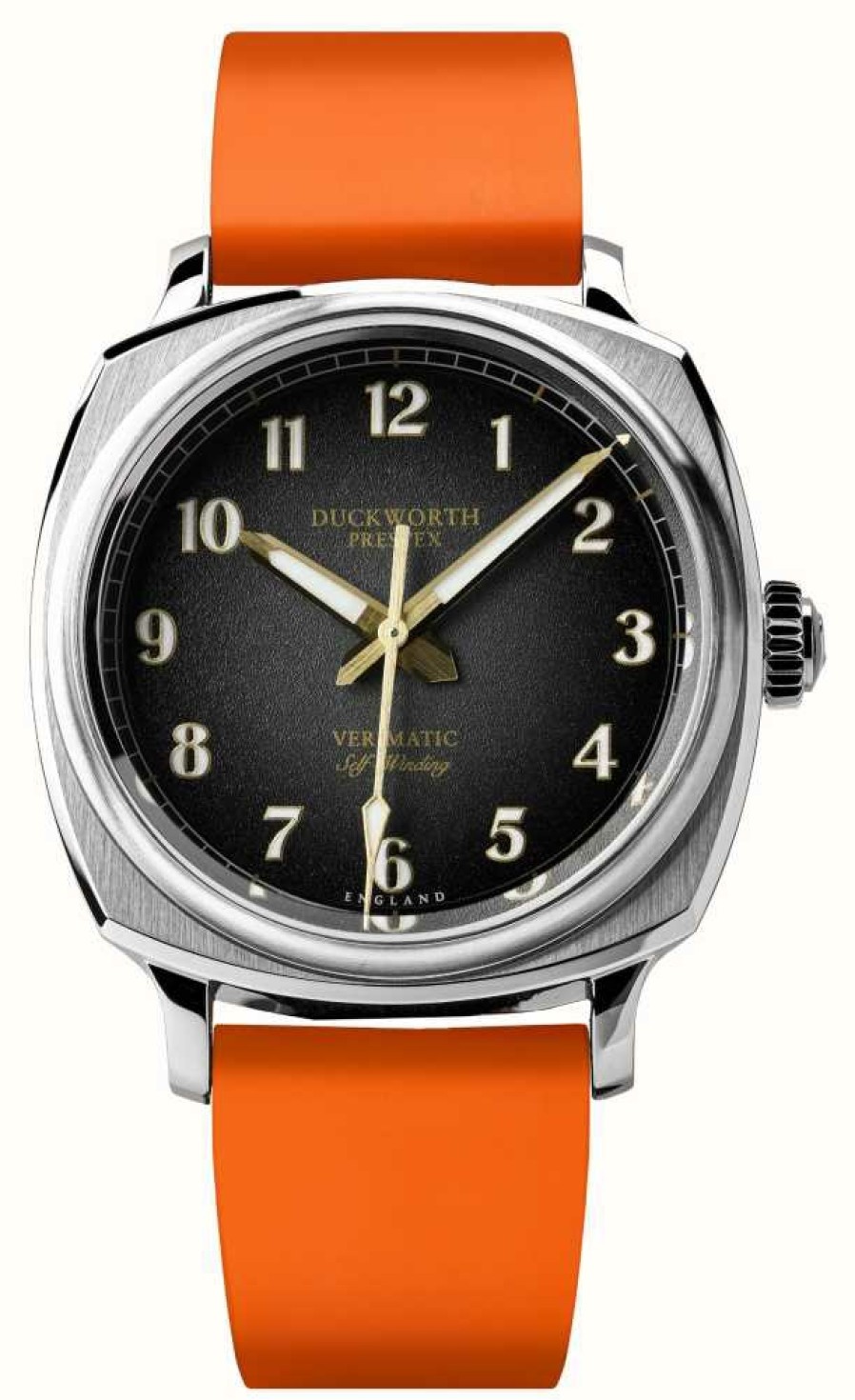 Men'S Duckworth Prestex | Duckworth Prestex Verimatic (39Mm) Black Fume Dial / Orange Rubber