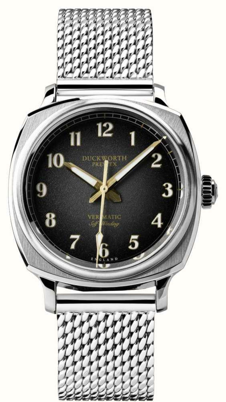 Men'S Duckworth Prestex | Duckworth Prestex Verimatic (39Mm) Black Fume Dial / Stainless Steel Mesh