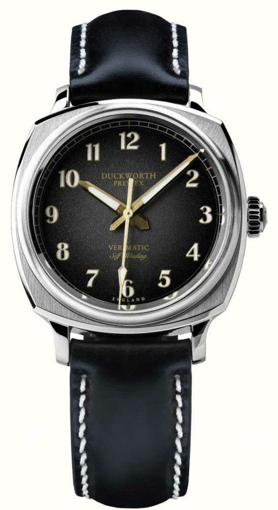 Men'S Duckworth Prestex | Duckworth Prestex Verimatic (39Mm) Black Fume Dial / Black Horween Leather