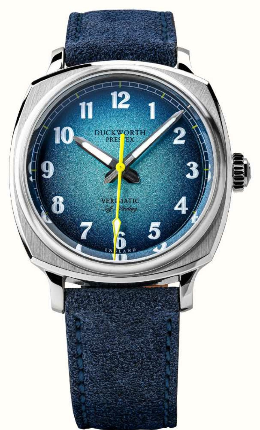 Men'S Duckworth Prestex | Duckworth Prestex Verimatic (39Mm) Blue Fume Dial / Blue Italian Suede Leather