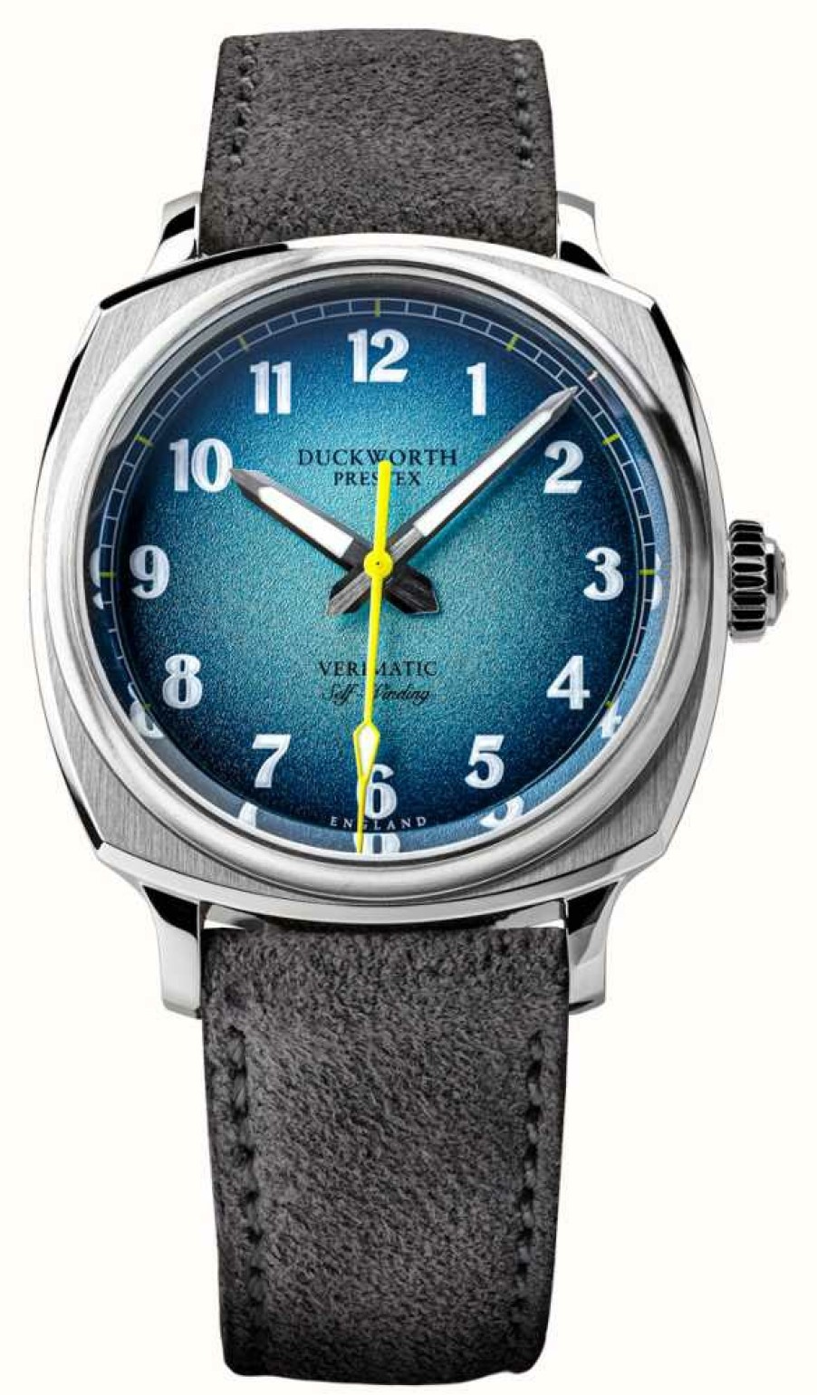 Men'S Duckworth Prestex | Duckworth Prestex Verimatic (39Mm) Blue Fume Dial / Grey Italian Suede Leather