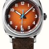 Men'S Duckworth Prestex | Duckworth Prestex Verimatic (39Mm) Orange Fume Dial / Brown Italian Suede Leather