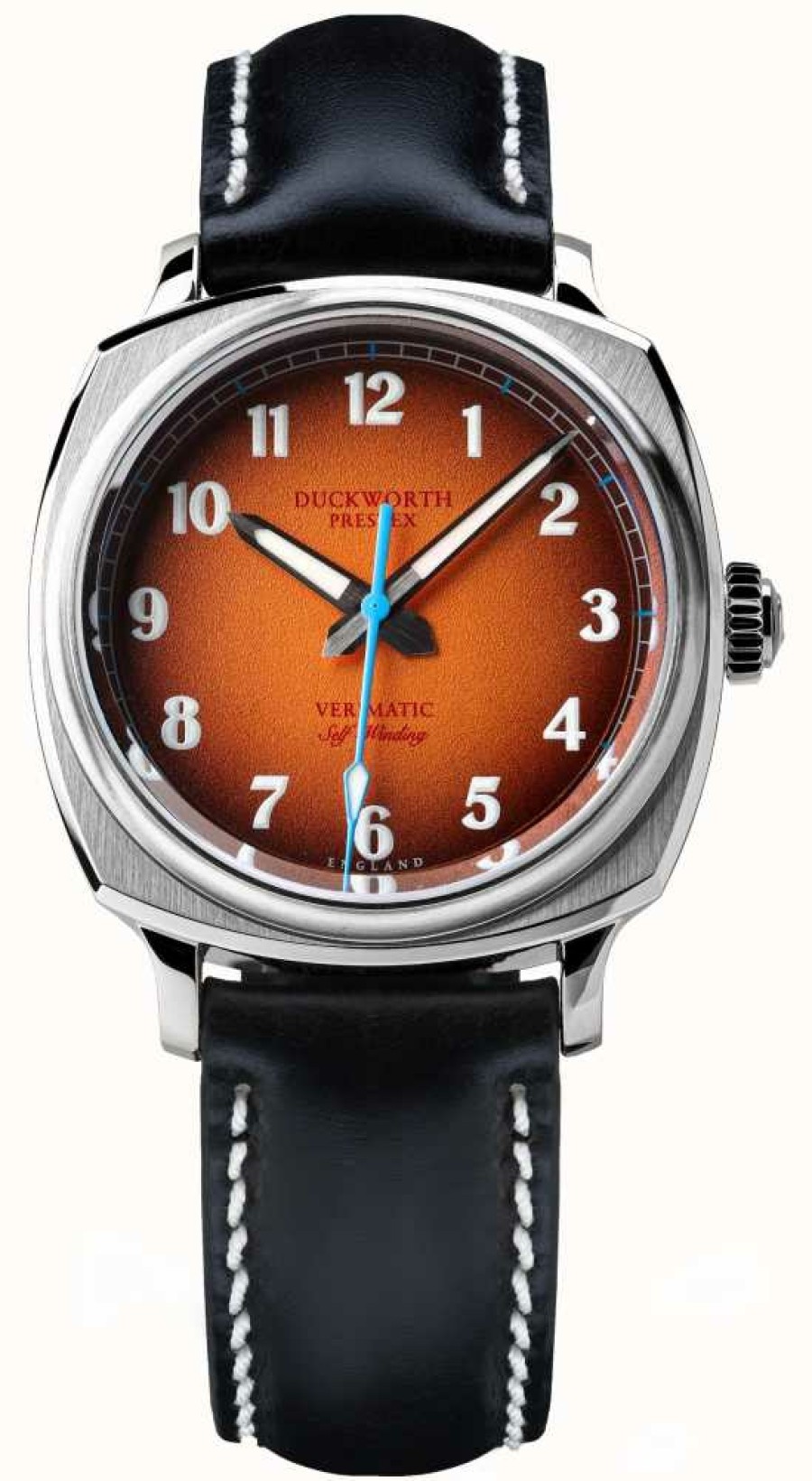 Men'S Duckworth Prestex | Duckworth Prestex Verimatic (39Mm) Orange Fume Dial / Black Horween Leather