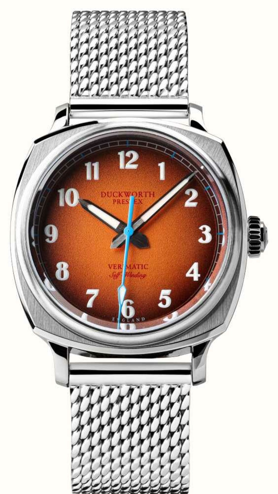 Men'S Duckworth Prestex | Duckworth Prestex Verimatic (39Mm) Orange Fume Dial / Stainless Steel Mesh