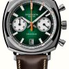 Men'S Duckworth Prestex | Duckworth Prestex Chronograph 42 (42Mm) Green Sunburst Dial / Brown Horween Leather