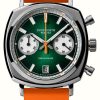 Men'S Duckworth Prestex | Duckworth Prestex Chronograph 42 (42Mm) Green Sunburst Dial / Orange Rubber