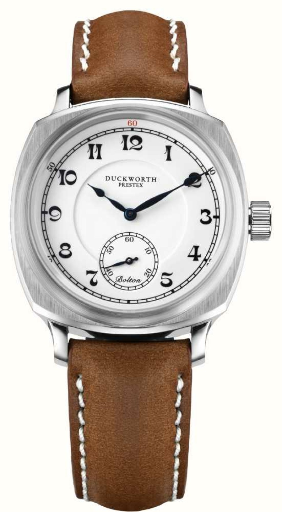 Men'S Duckworth Prestex | Duckworth Prestex Bolton 'Small Seconds' Quartz (39Mm) Porcelain White Dial / Brown Horween Leather