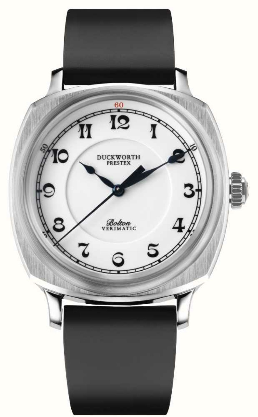 Men'S Duckworth Prestex | Duckworth Prestex Bolton Verimatic (39Mm) Porcelain White Dial / Black Rubber