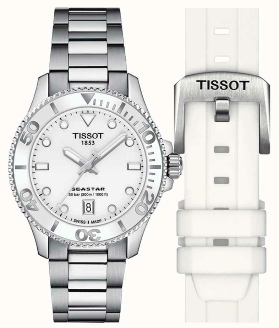 Men'S Tissot | Tissot Seastar 1000 | 36Mm | White Dial | Stainless Steel