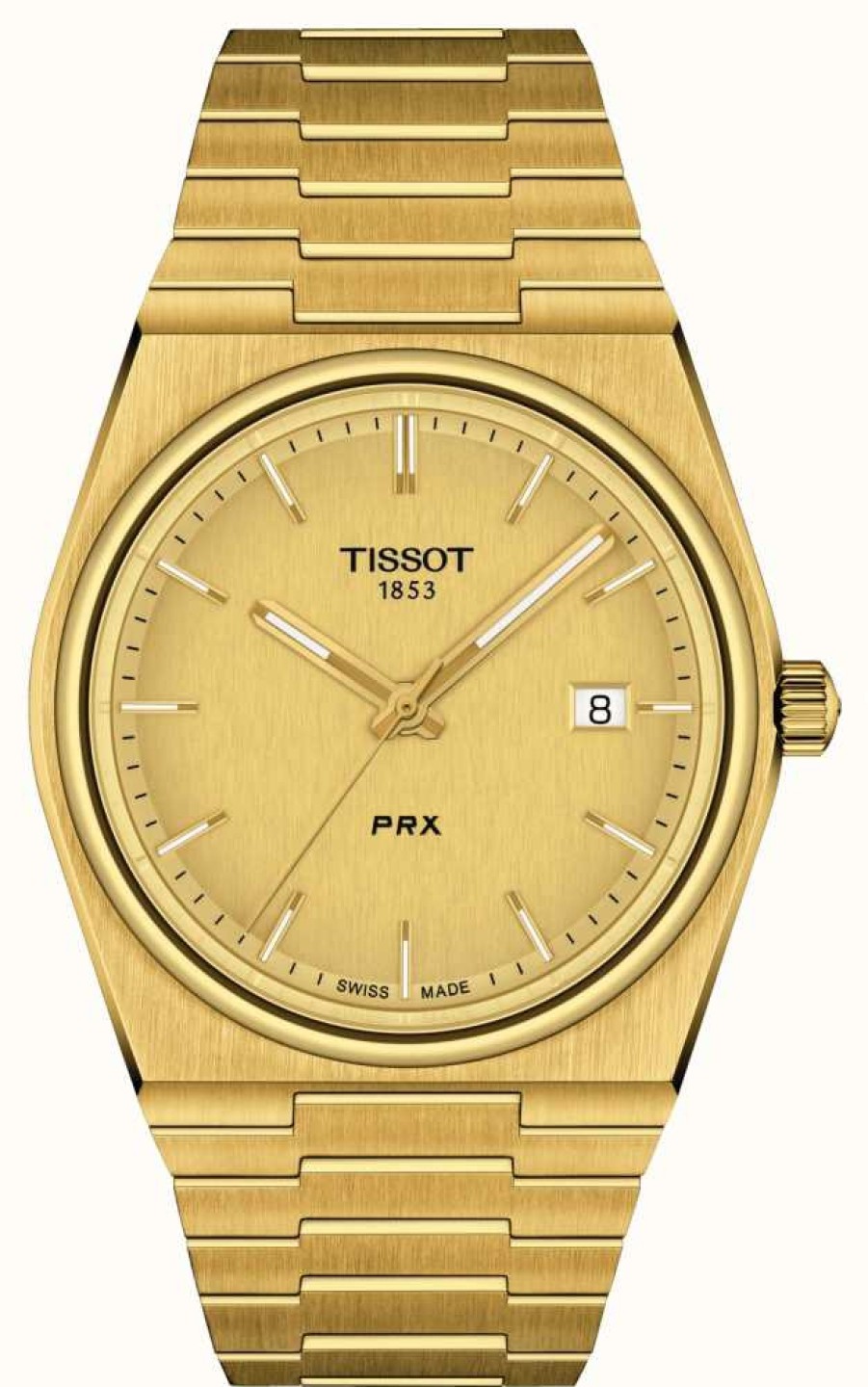 Men'S Tissot | Tissot Prx 40 205 | Gold Dial | Gold Pvd Plated Steel Bracelet