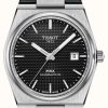 Men'S Tissot | Tissot Prx 40Mm Auto | Black Dial | Black Leather Strap