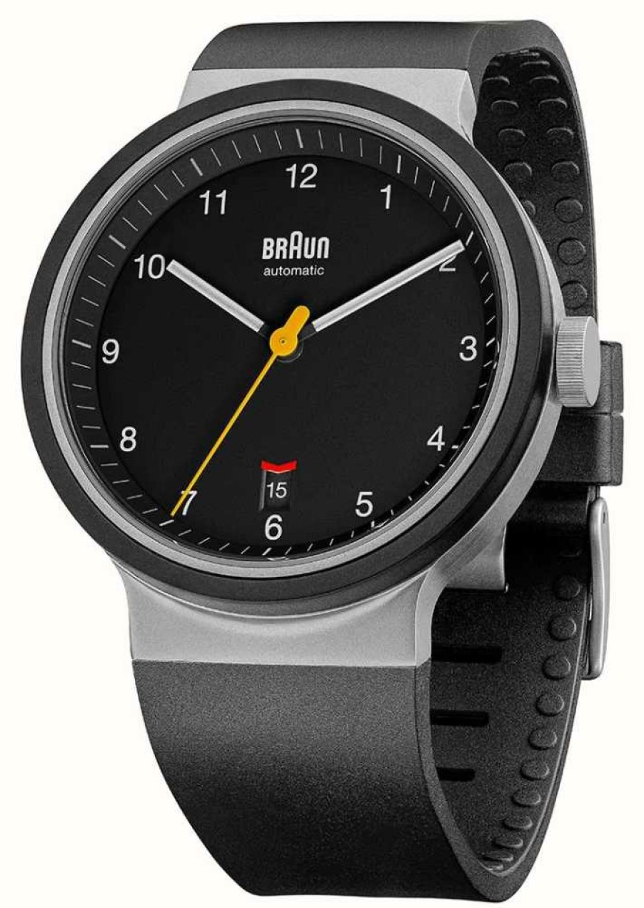 Men'S Braun | Braun Men'S Bn0278 Automatic Watch Black Rubber Strap