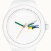 Men'S Lacoste | Lacoste Neocrock White Silicone Strap White Dial Watch