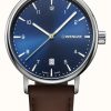 Men'S Wenger | Wenger Urban Classic Blue Dial Brown Leather Strap