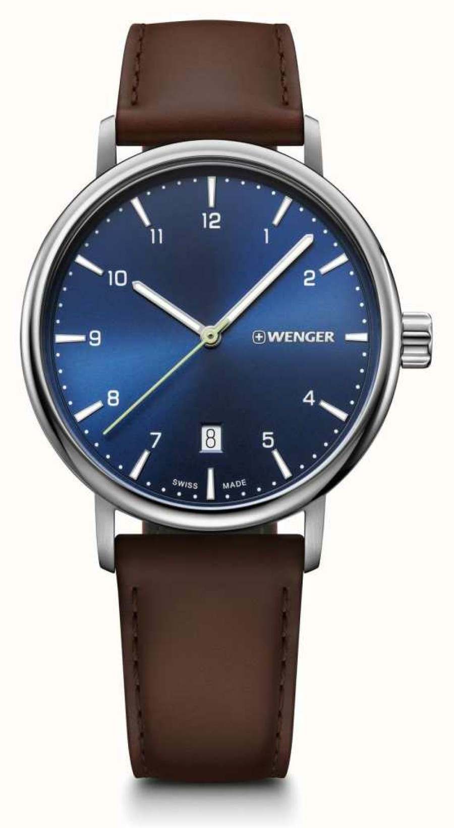 Men'S Wenger | Wenger Urban Classic Blue Dial Brown Leather Strap