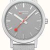 Men'S Mondaine | Mondaine Classic 36 Mm Good Gray Watch Recycled Grey Strap